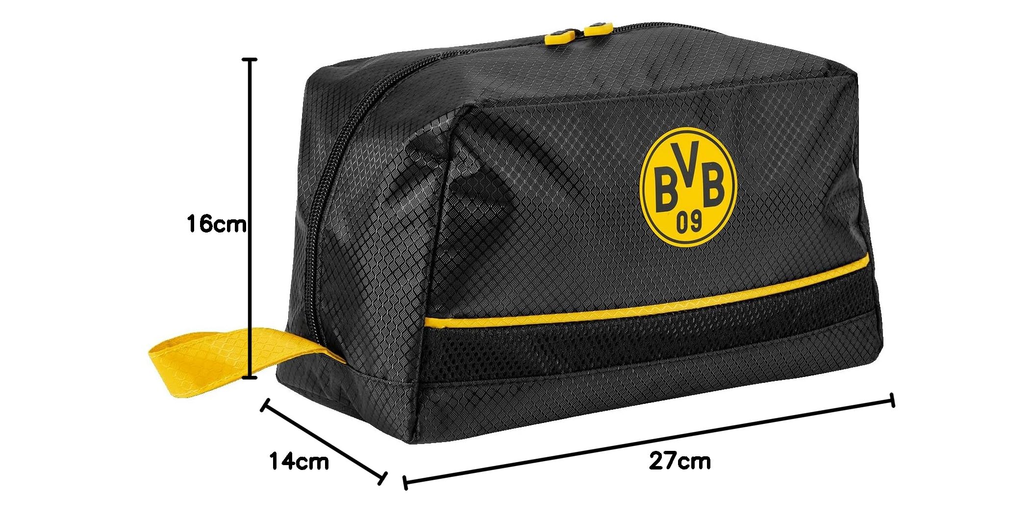 Borussia Dortmund Neceser BVB Unisex para Adultos, Color Negro/Amarillo, Negro, 27 x 14 x 16 cm