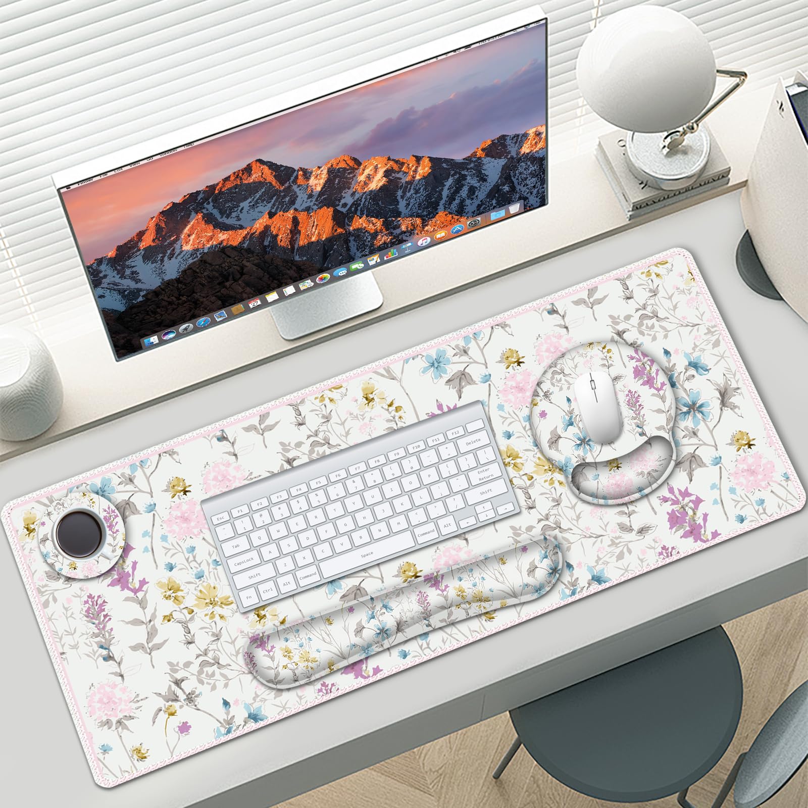 AIMSA Großes Mauspad und Tastatur-Handgelenkauflage, Schreibtischunterlage für Tastatur und Maus, großes Gaming-Mauspad mit Handgelenkstütze, Schreibtischunterlage für Lernspiel