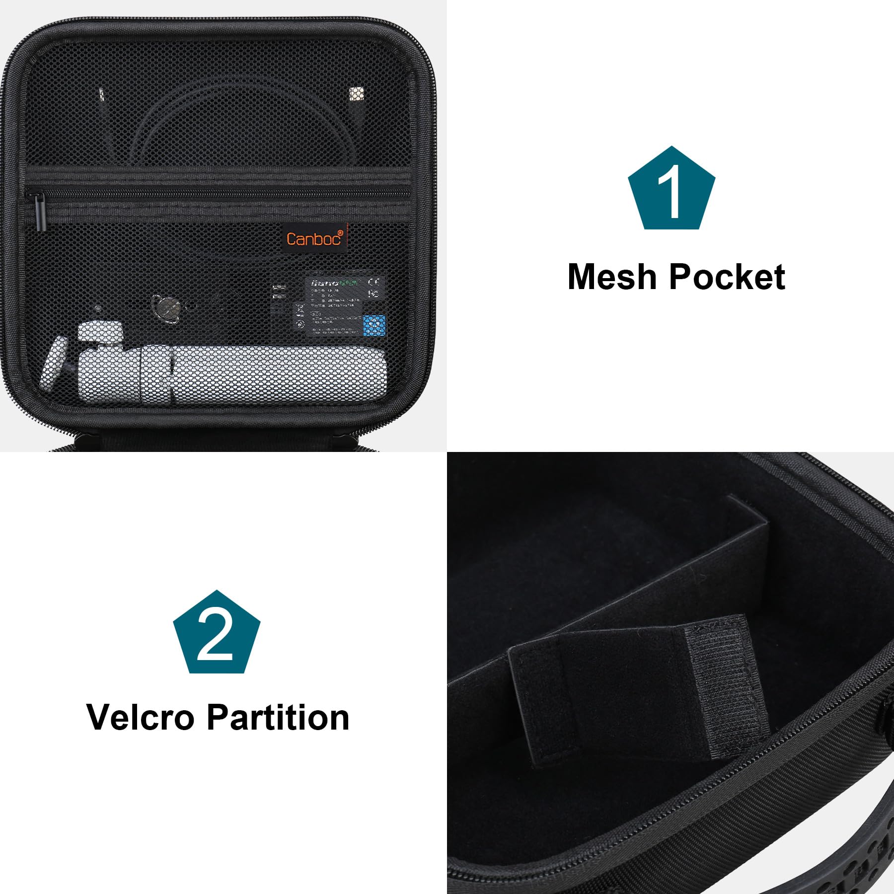 Canboc Custodia fotocamera DSLR Canon EOS Rebel T7/ R50/ R50 V/ R6 Mark II/ R100/ R8/ R7/ R5/ 90D/ 5D Mark IV e obiettivo 18-55 mm, borsa con tracolla e 3 divisori, nera (solo custodia)