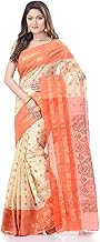 dB DESH BIDESH Women's Tant Cotton Saree Without Blouse Piece (DB271220JAMPRINT2_Orange)