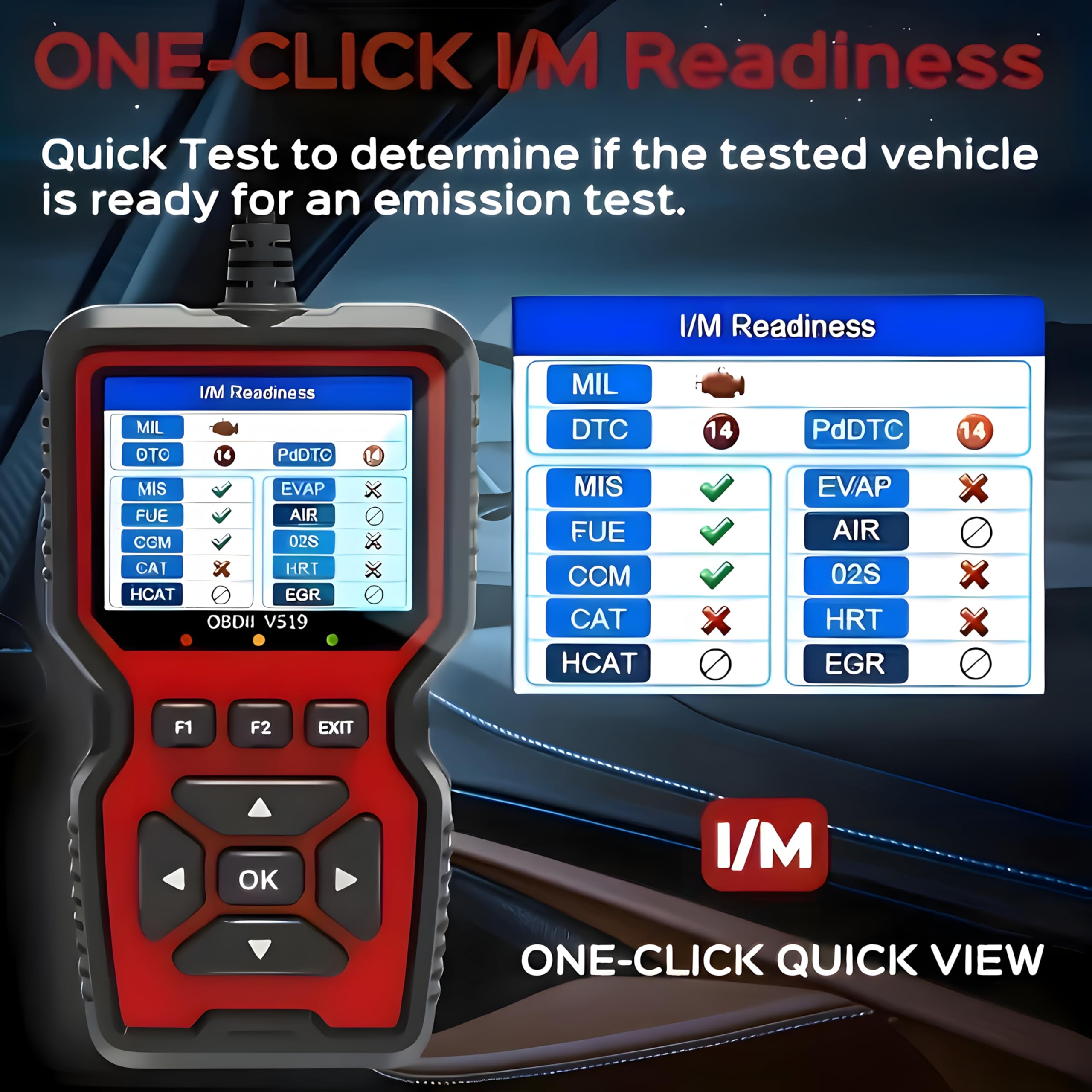 V519 Scanner OBD2 Auto Professionale, Diagnosi OBDII EOBD, Lettore e Cancellatore di Codici di Errore Motore, Check Engine, Dati in Tempo Reale, I/M Ready, ITV