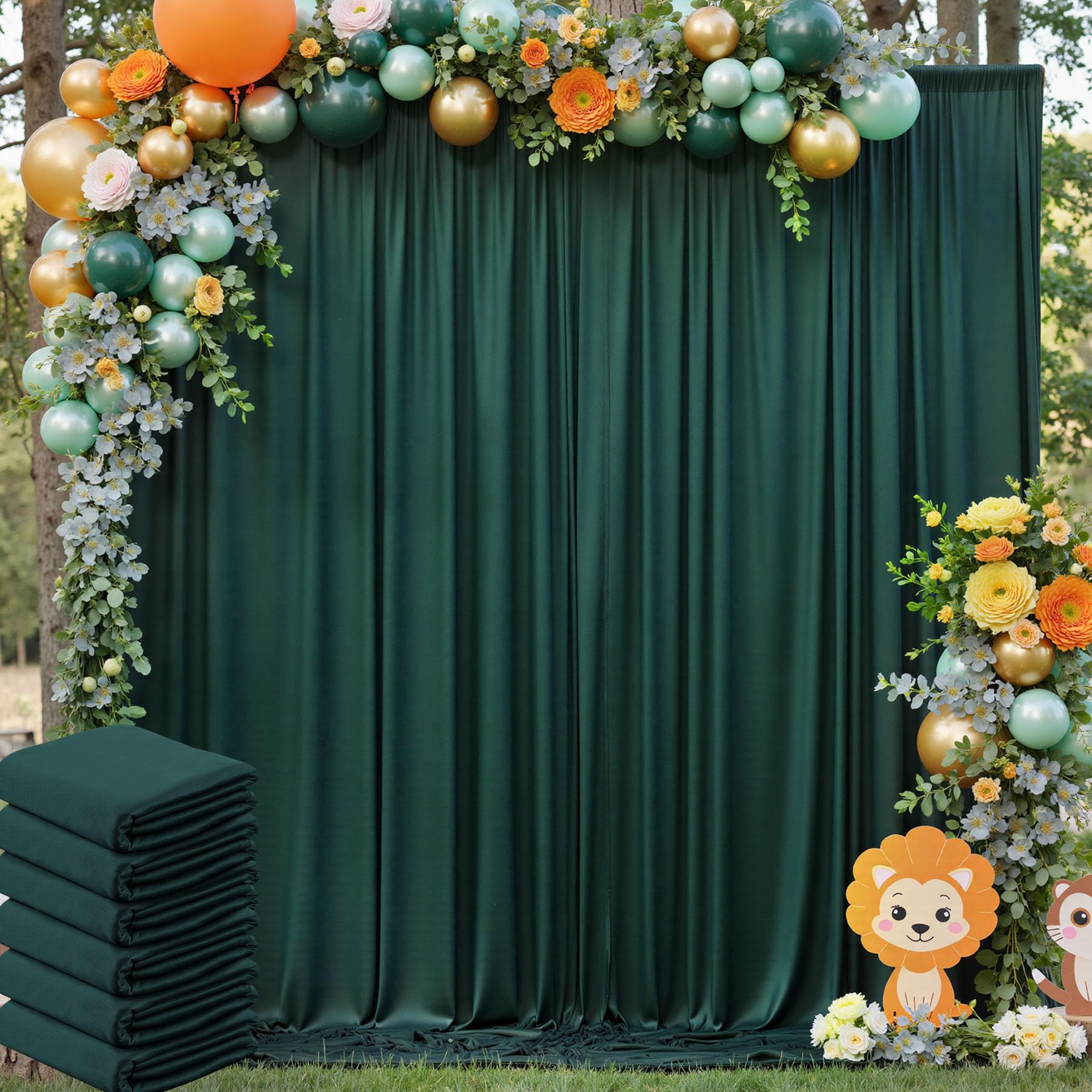 Nssonben Rideau de toile fond infroissable pour les fêtes - 6 panneaux de 1,5 x 2,4 m en polyester soyeux pour arrière-plan photo : anniversaires, remises de diplômes, séances photo - 9,1 x 2,4 m