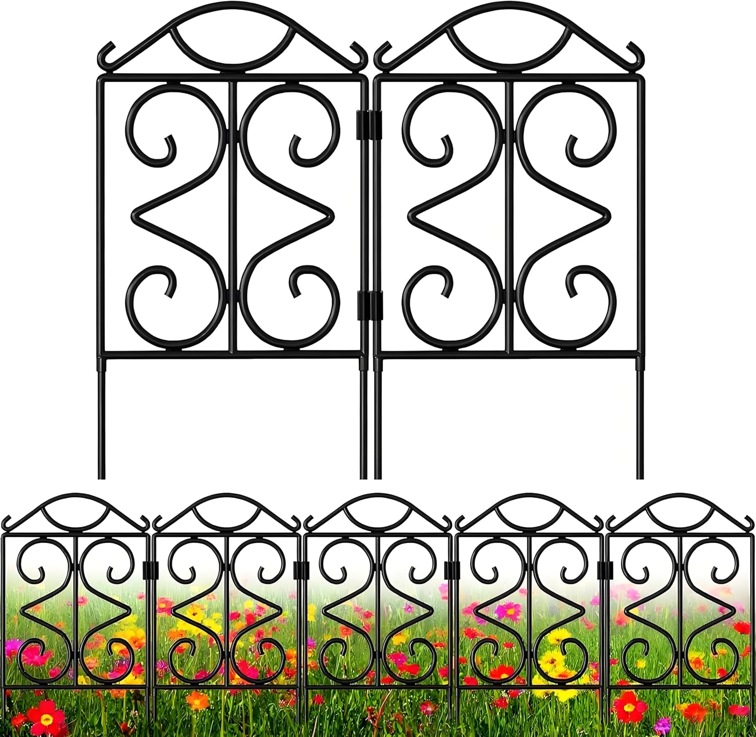 Decorative garden fence panels for flower beds, 10 panels