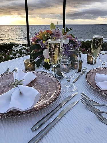 Miniatura 5 de Ms Lovely Cargador de vidrio con patrón de punto de cruz Plato de cena de 12.6 pulgadas con borde de cuentas - Juego de 4 - Negro