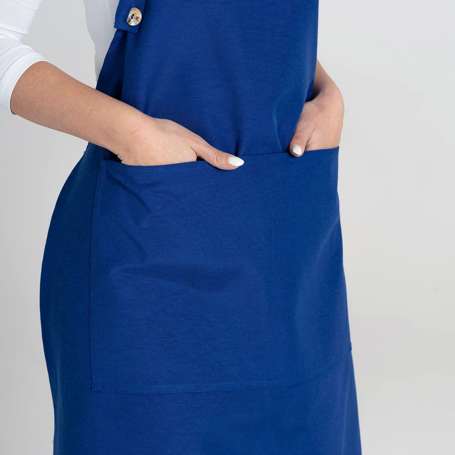 TOSHE Kitchen Apron Waterdrop Resistant Cotton Apron with adjustable Aprons for Women with Pockets 10 Color option Cooking Blue Apron (Navy Blue) - Image 7