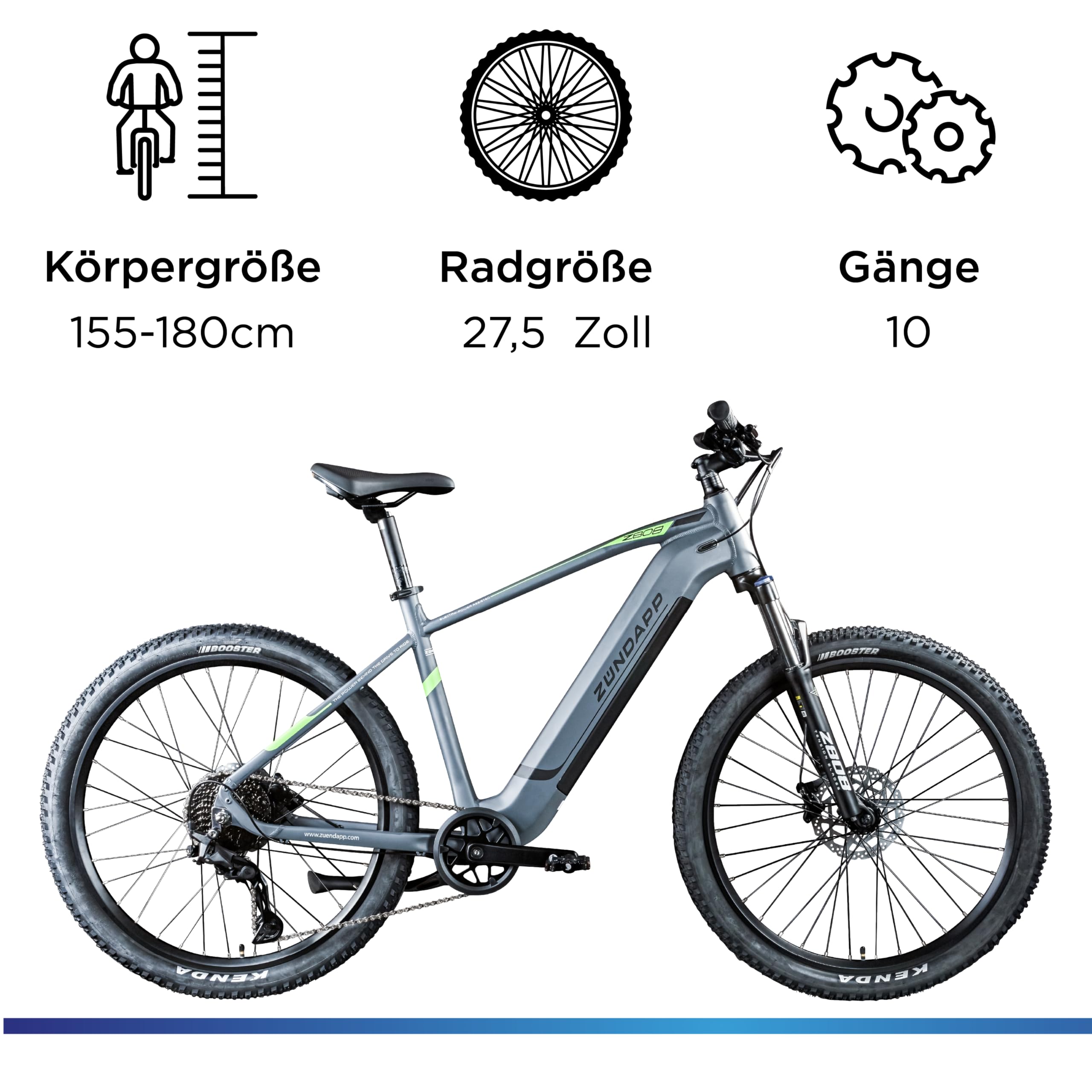ZÜNDAPP Z808 E Bike Mountainbike 27,5" für Damen und Herren ab 155 cm Pedelec 10 Gang Elektrofahrrad 540Wh Scheibenbremsen