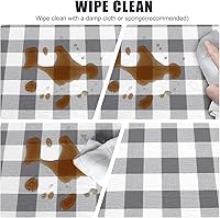 Vista 5 de Fitable Funda impermeable para mesa de picnic a cuadros, para exteriores, con fundas de banco, 3 piezas, mantel de vinilo ajustable de franela de 30