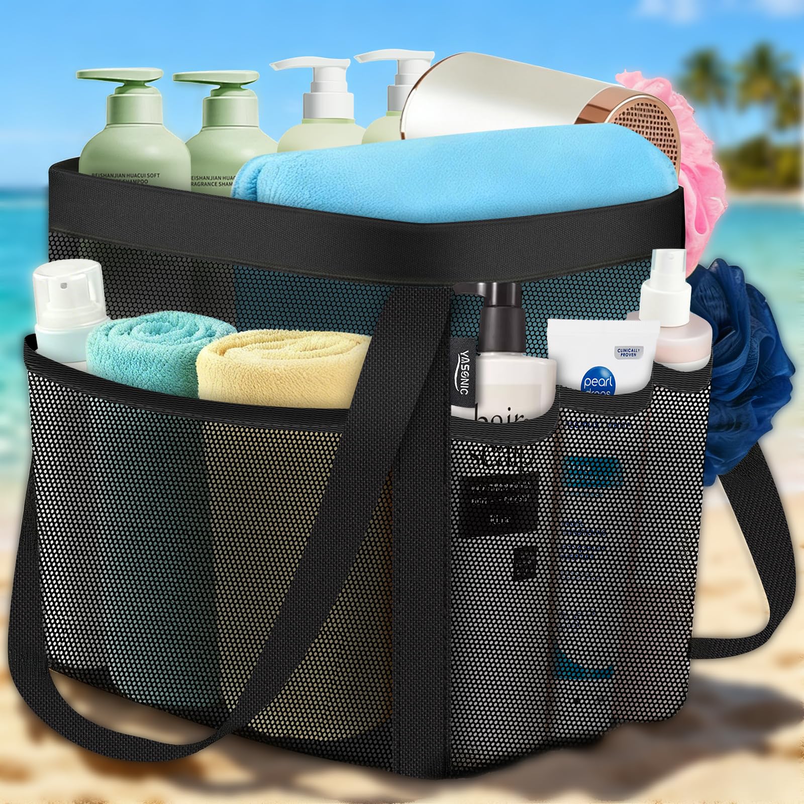 YASONIC 3 Pack Shower Caddy Corner Mesh Shower Caddy Portable for College Dorm Room Essentials
