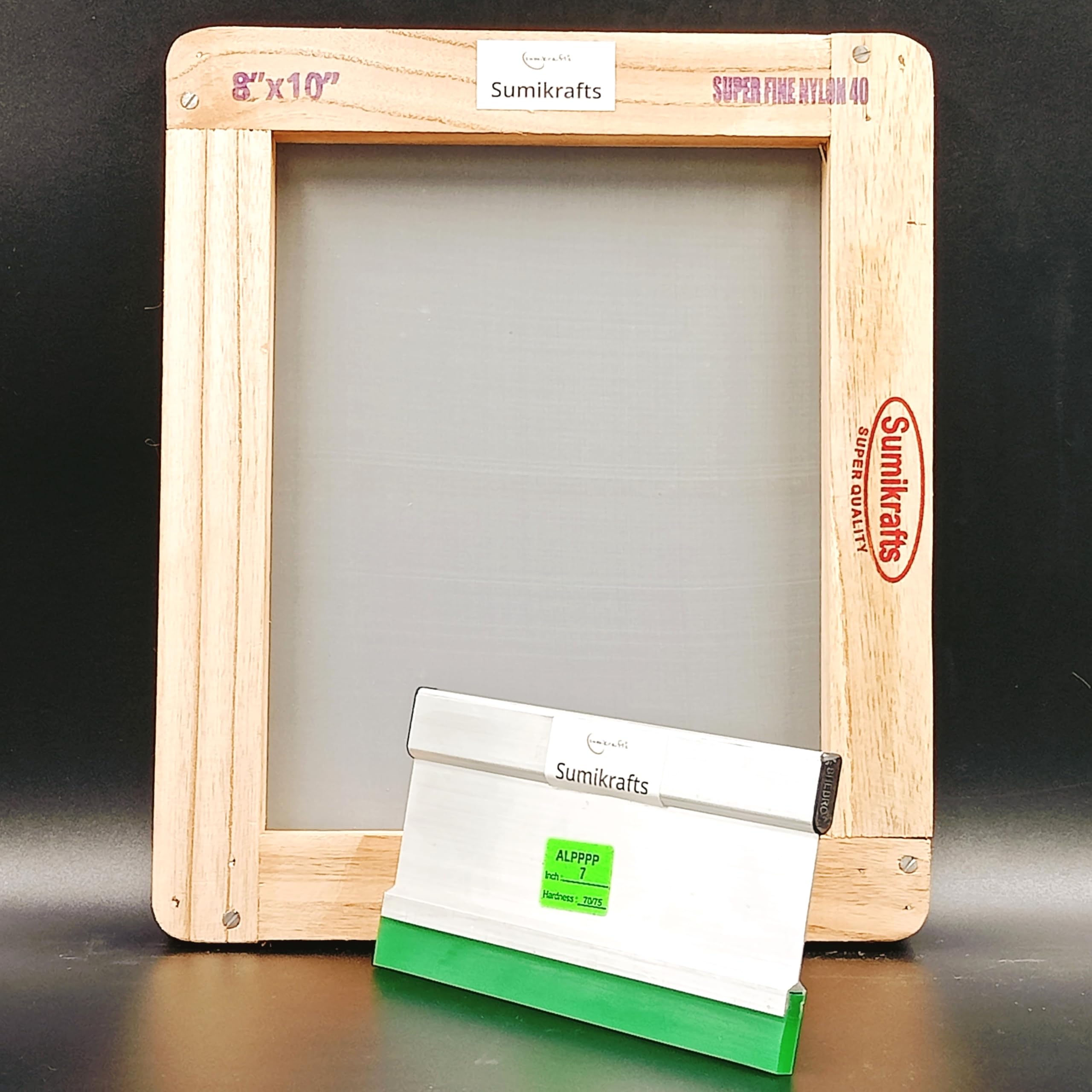 Sumikrafts 8x10 Inch Screen Printing Wooden Frame with Pre-Stretched Nylon Mesh No. 40 + 7" Squeegee Blade (70/75 Hardness) – Ready-to-Use Kit for Detailed Designs-picture-24