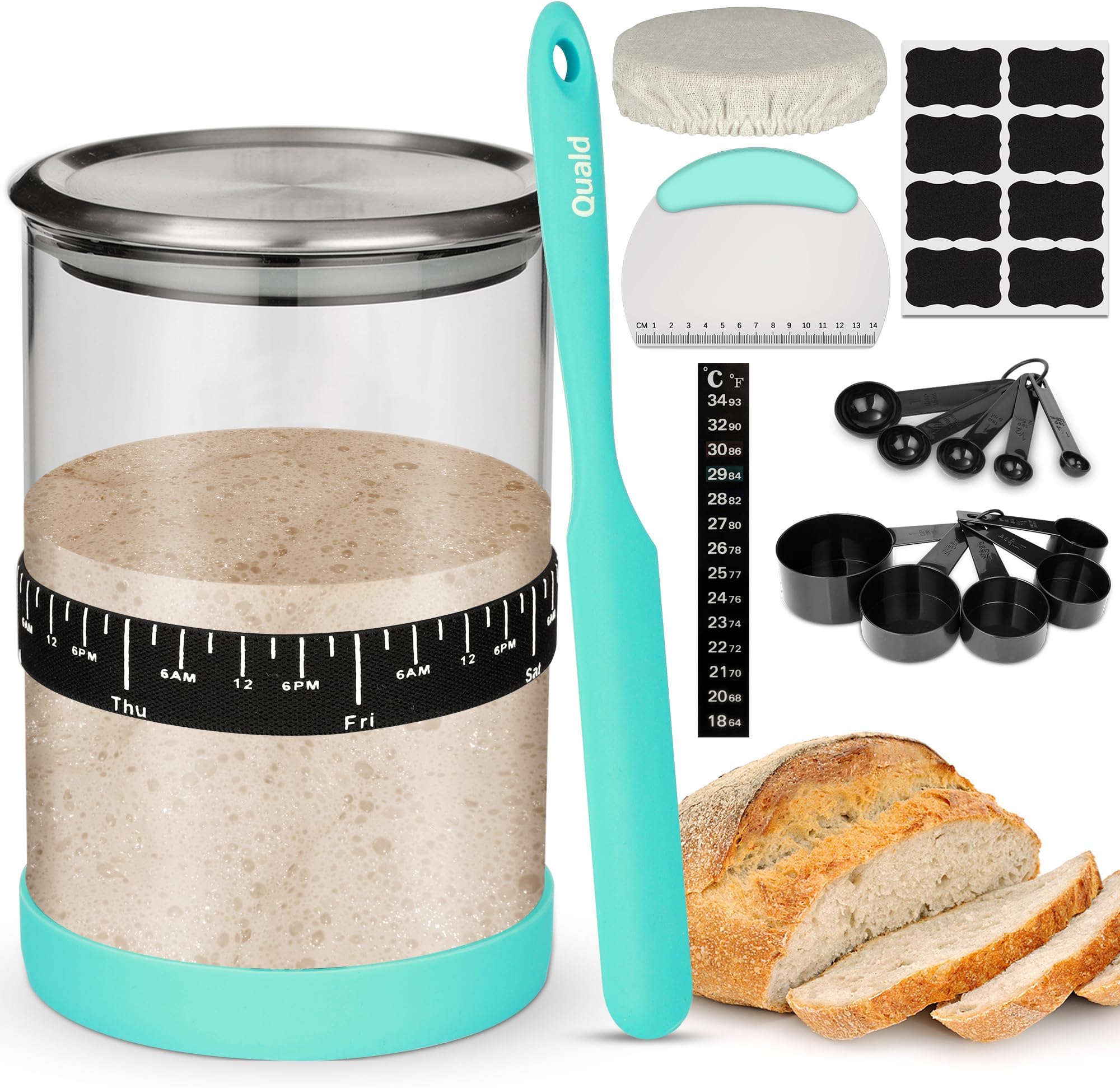 Quald 11 Pcs Sourdough Starter Jar Kit, 35 Oz Sourdough