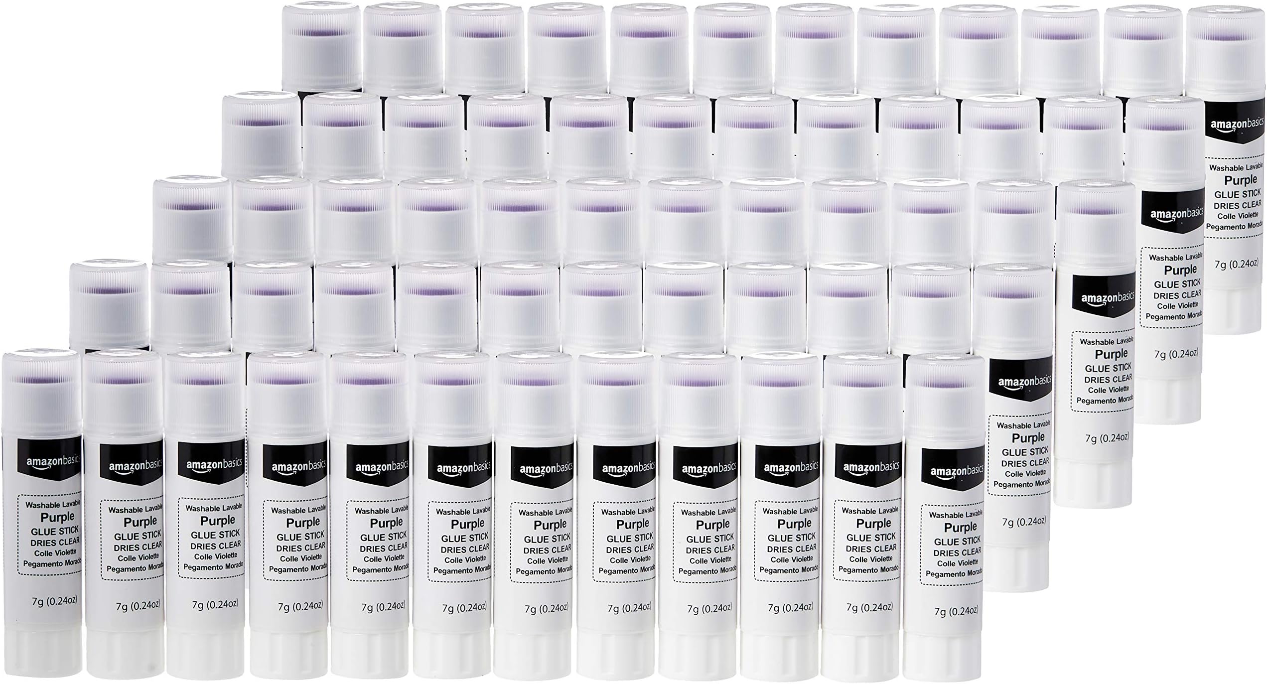 Purple Washable School Glue Sticks, Dries Clear, 0.24-oz Stick,60-Pack