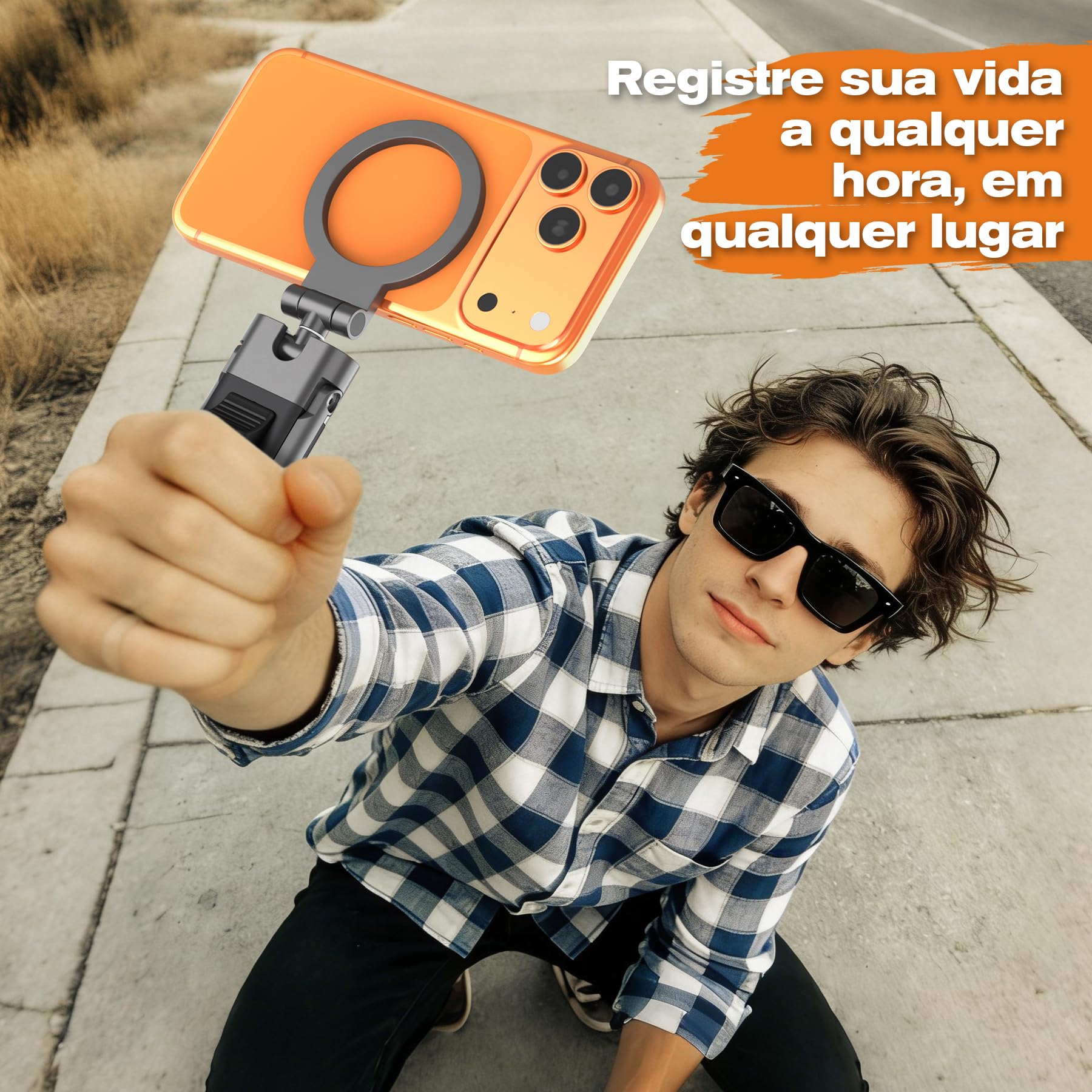 Soporte para teléfono de viaje, clip 2 en 1 y soporte de trípode, soporte magnético para teléfono para avión, escritorio, equipaje, compatible con iPhone 13-17 Series, teléfonos Android (anillo