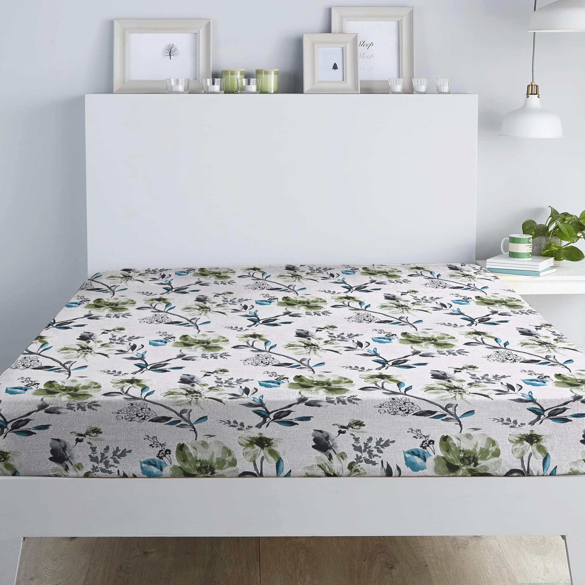 RAYBedding Luxury Printed Floral Fitted Sheet Super King Bed – Deep Fitted Sheet 182x200cm + 35cm Deep Corner Elasticated Bed Sheet