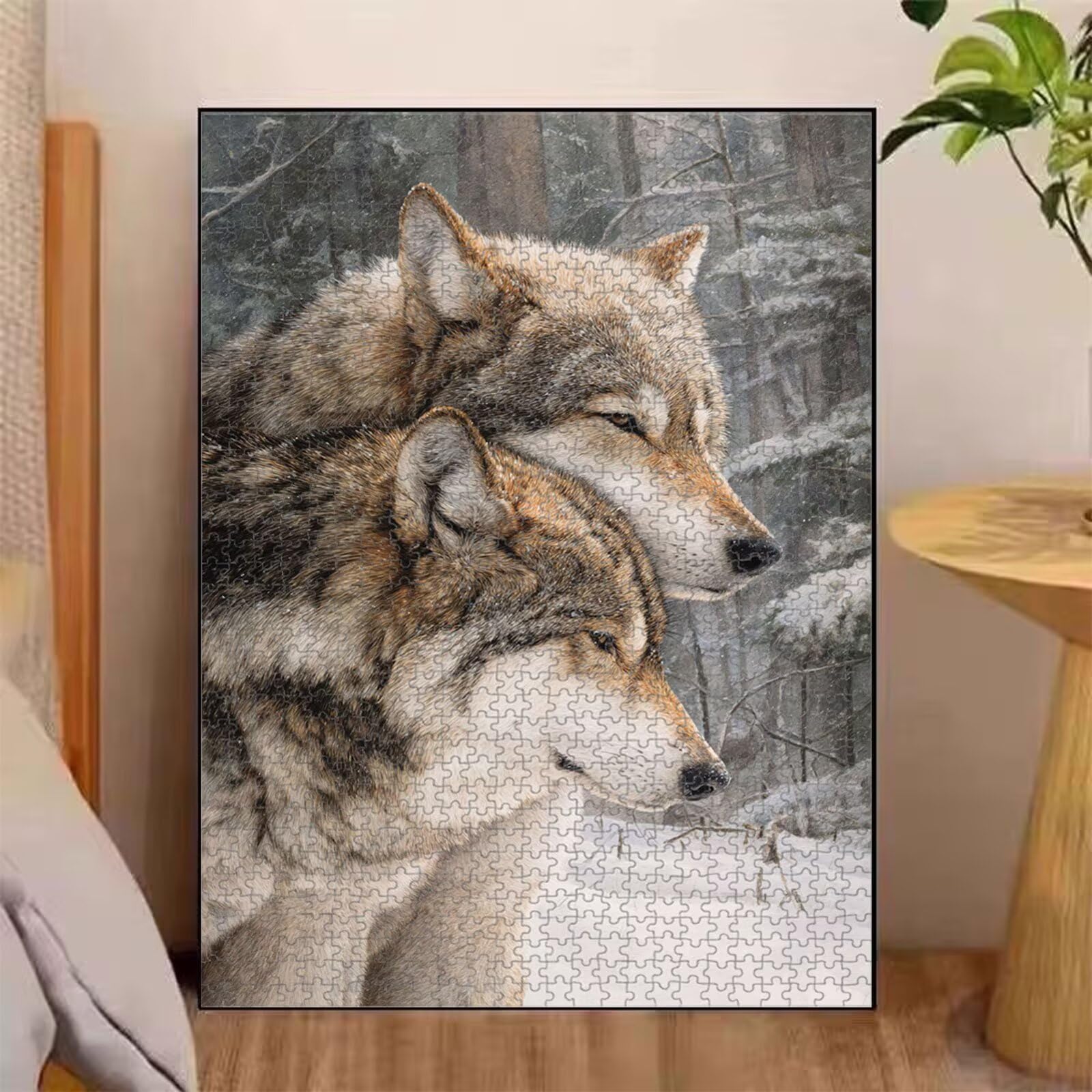 1000 Pièces Puzzle Adulte Loup & Hiver Puzzle en Bois Robuste 1T#1986 | Puzzle en Bois, Découpe de Précision, Encres aux Couleurs Vives, Loisir Relaxant, Décoration Intérieure, Cadeau, 50x75cm