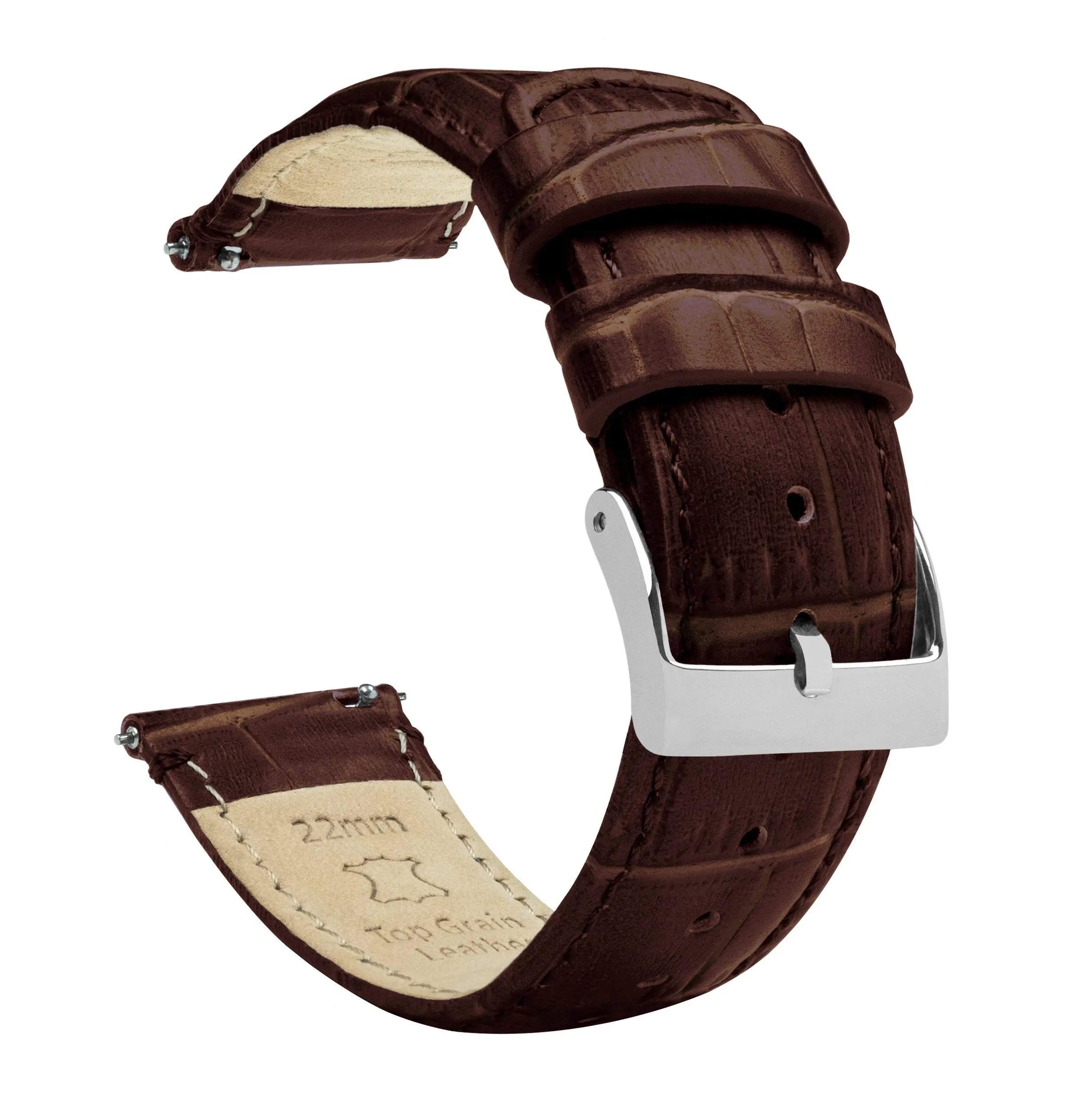 Barton Alligator Grain - Quick Release Leather Watch Bands - Choose Colour & Width - 16mm, 18mm, 20mm, 22mm, or 24mm