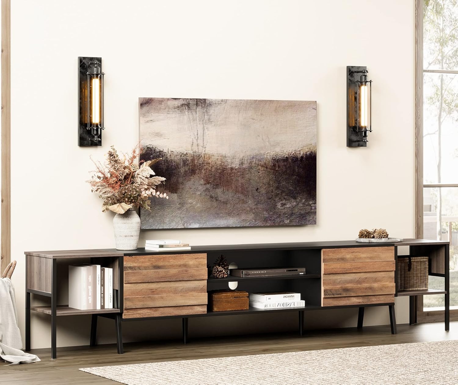 Amazon.com: WAMPAT Mid-Century TV Stand for 90 Inch TV, Wood ...