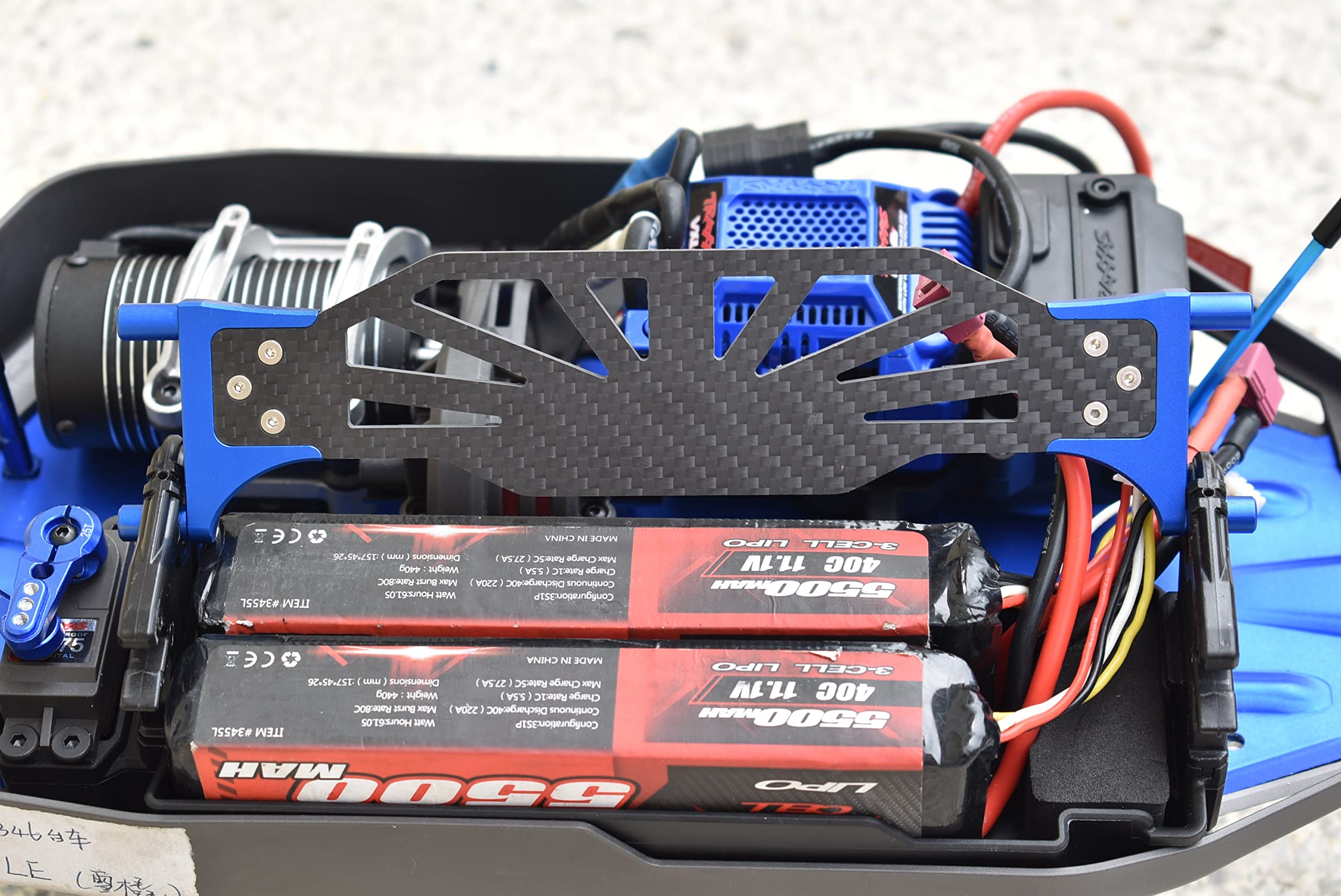 CrazyRacer Supporto Batteria In Alluminio Per Traxxas X-Maxx 77076-4 | Blu Ricambio #7719 - 2