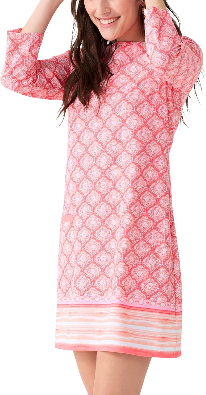 Cabana Life Shift Dress, UPF 50+ Sun Protection Casual Dress, Boat Neckline, Quarter Sleeve, Womens Fashion
