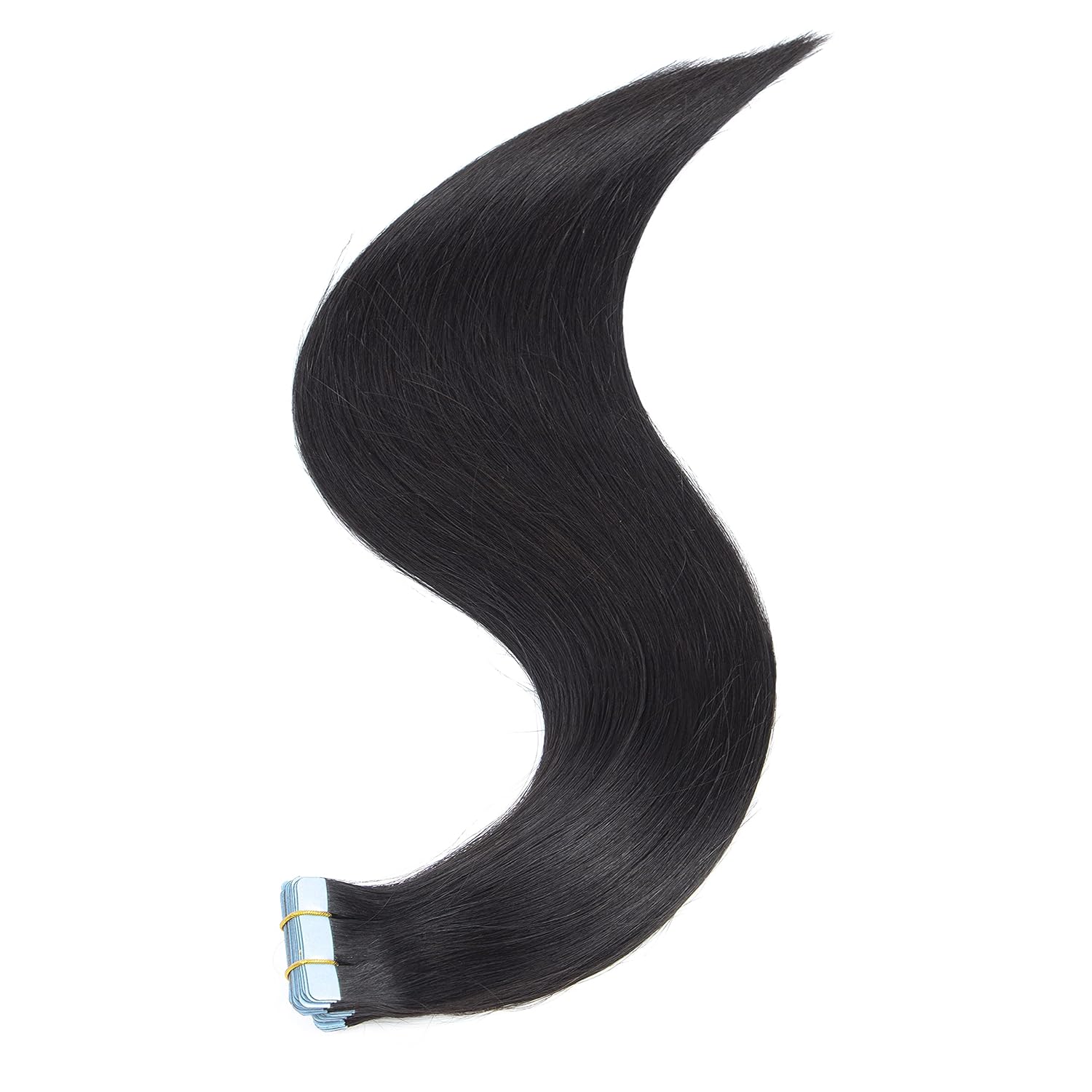 Amella Hair Tape in Hair Extensions Natural Black Real Remy Hair Extensions Seamless Straight Human Hair Extensions 20pcs 50g 20inch,Natural Black Color