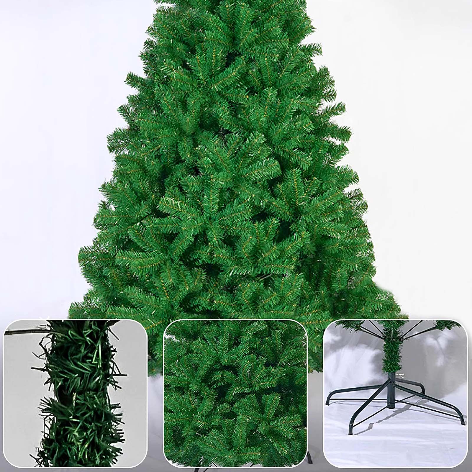 Arbol de Navidad Artificial Verde Sin Adornos Plantas Artificiales Exterior con Soporte De Metal Árboles de Navidad Originales de PVC para Fiestas, Dormitorios, Tiendas(210cm/82.7")