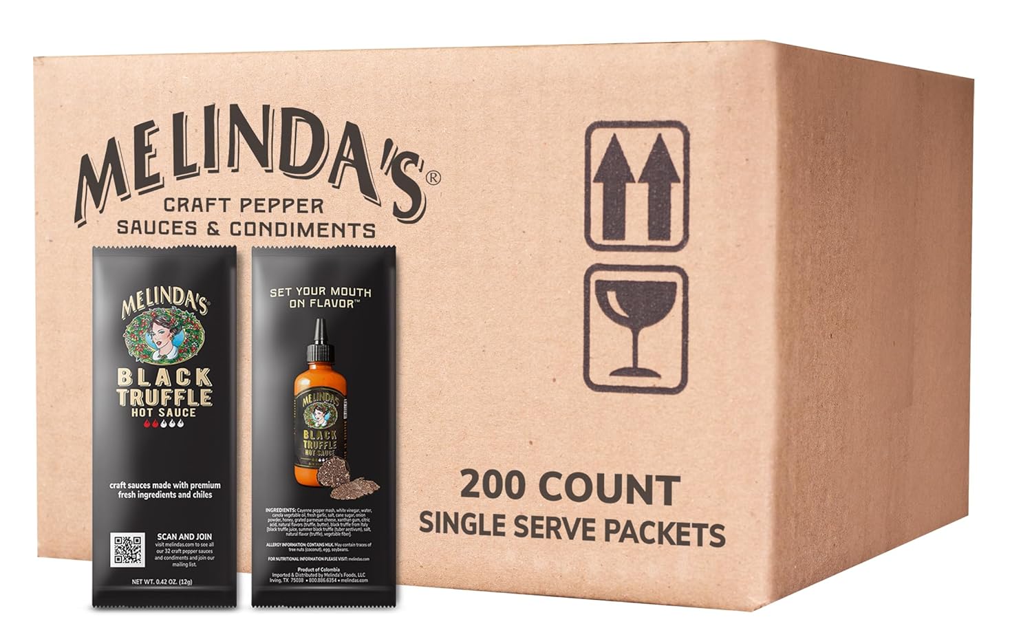 Melinda’s Black Truffle Hot Sauce Packets 200 Count (.42 Oz Each) Hot Sauce