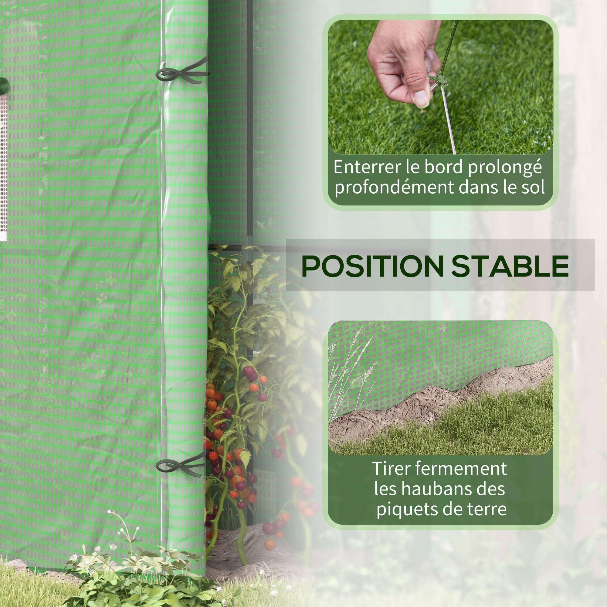Outsunny Serre de Jardin PE Renforcée 135 g/m² 200 x 80 x 200 cm Vert