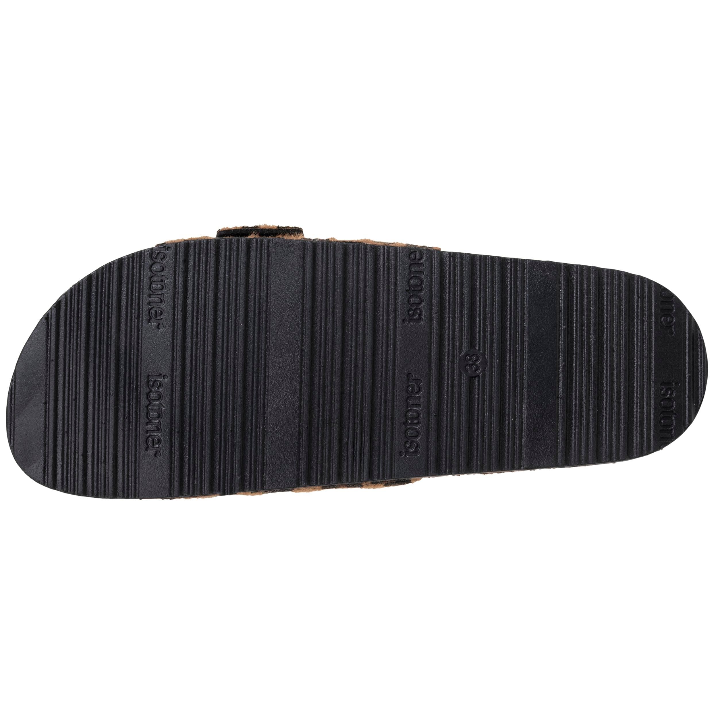 Isotoner Mules Claquettes Femme à Simple Bride Noire, Semelle intérieur Patch Talon Ultra Confortables,