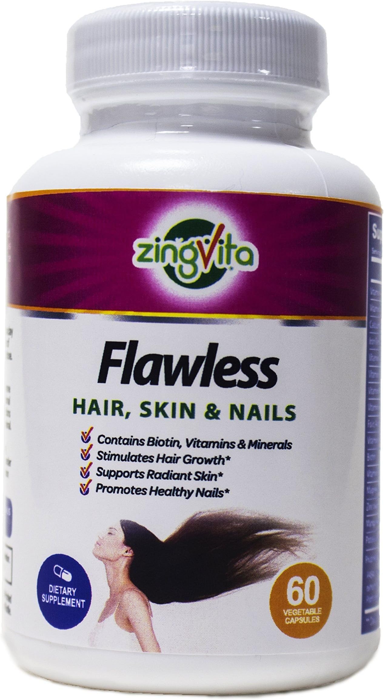 Flawless Hair, Skin & Nails Supplement Extra Strength - Vitamins for Hair Growth, Stronger Nails, and Healthier Skin - Enriched with Vitamin B6, C, A, Natural Essential Vitamins, Biotin