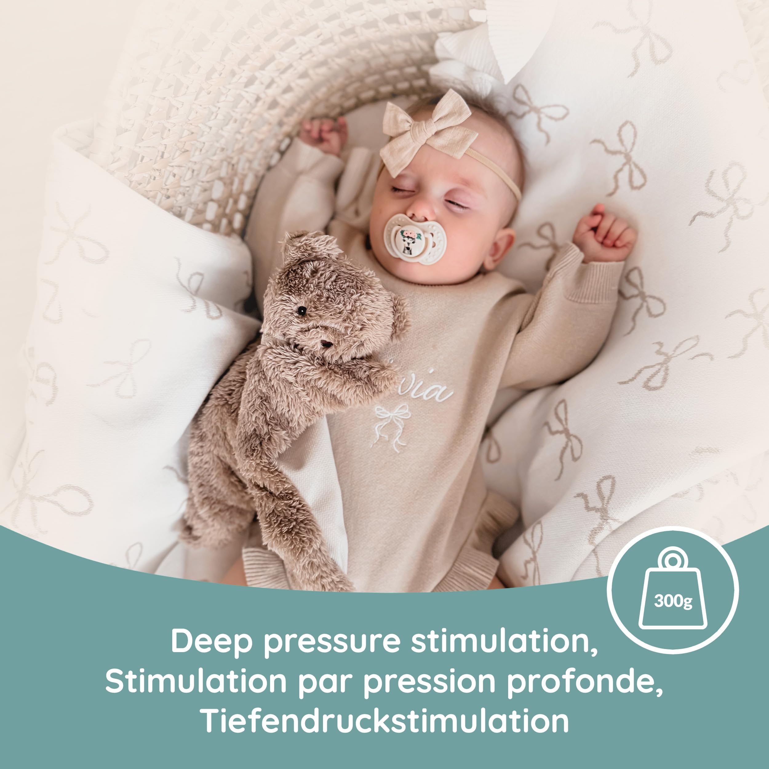myHummy Doudou Ours Marron - Doudou lesté pour bébé 3-6 kg avec coussin chauffant en triticale et lavande - Apaise Moro-Reflex
