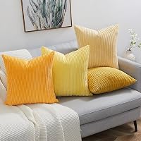 Topfinel Párnahuzat 45x45 cm 4 db Kordbársony Sárga Dekoratív Kanapé 3