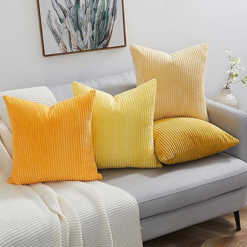 Topfinel Párnahuzat 45x45 cm 4 db Kordbársony Sárga Dekoratív Kanapé