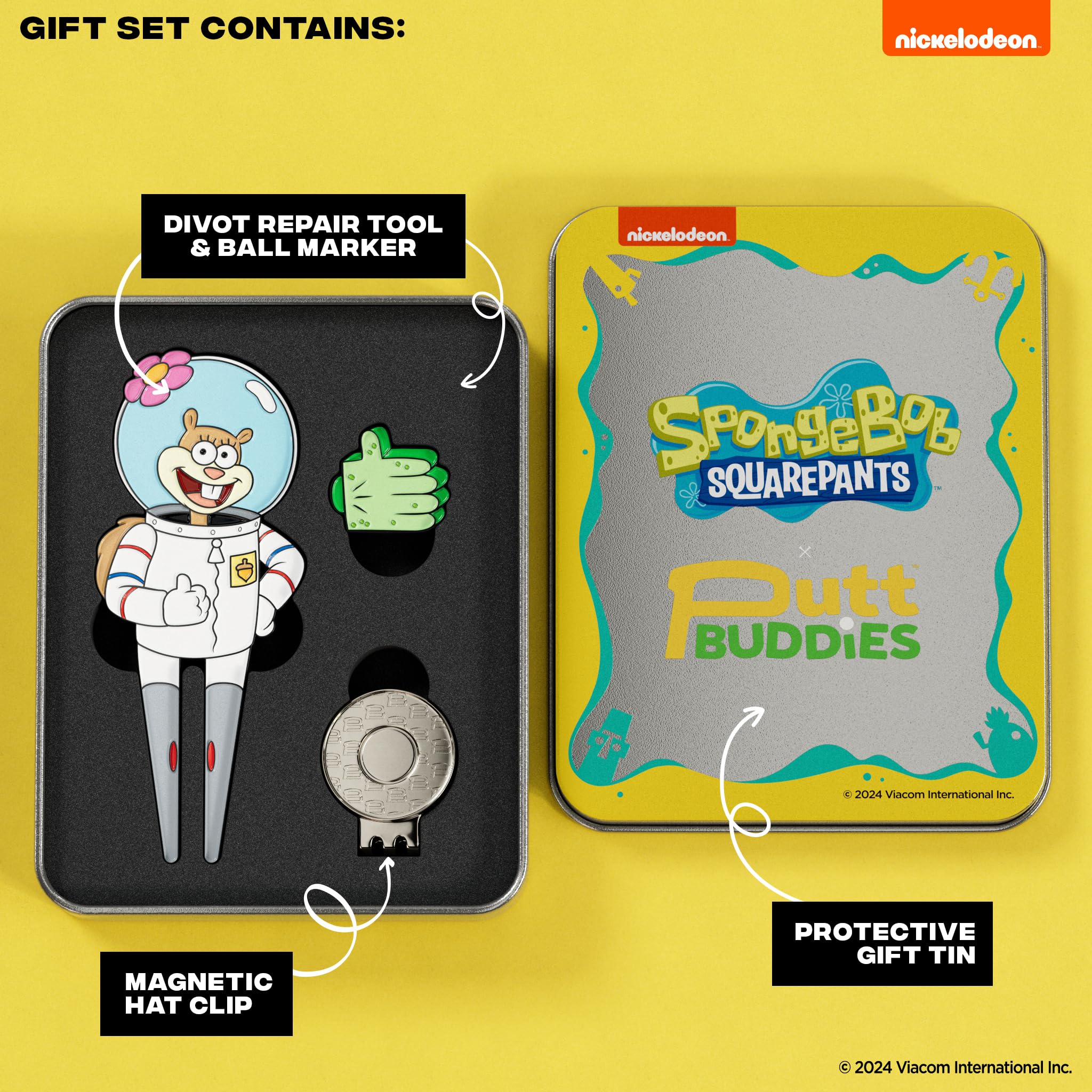 PuttBuddies Spongebob Collectible Divot Tool with Ball Marker | Officially Licensed Spongebob Golf Accessories | Premium Magnetic Golf Gear | Fun & Functional Golf Gift Set (Sandy Cheeks)