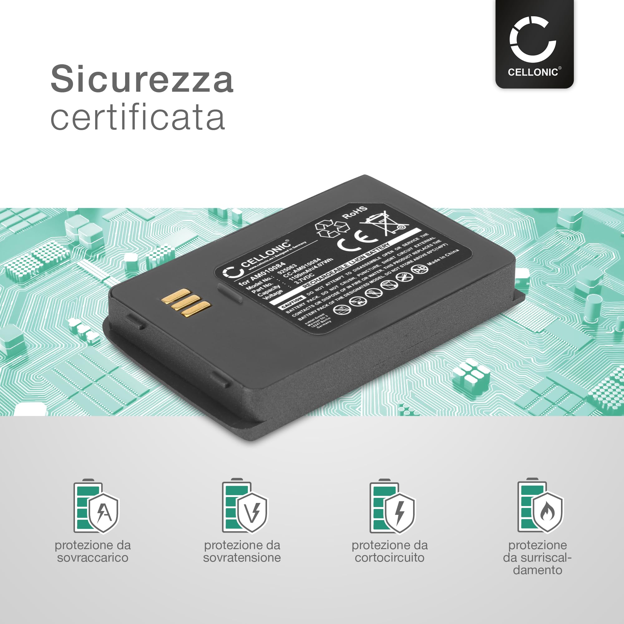 CELLONIC 1x Batteria per Telefono fisso Compatibile con Thuraya SG-2510, SG-2520, SG-3319, AM010084 – (1100mAh, 3.7V)