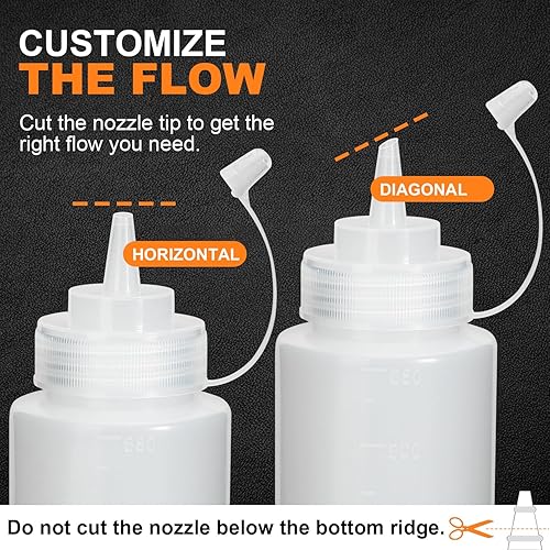 Miniatura 4 de OAMCEG Paquete de 3 botellas exprimibles de ketchup  Botellas de plástico de 24 onzas para condimentos y tapas con medidas discretas, para salsa de