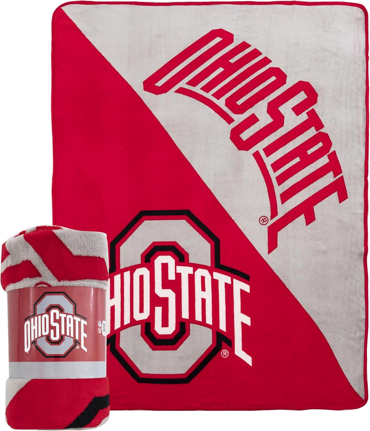 Northwest NCAA Ohio State Buckeyes Unisex Micro Raschel Throw Blanket, 46 x 60 Inches, Halftone Design, Soft Fan Blanket