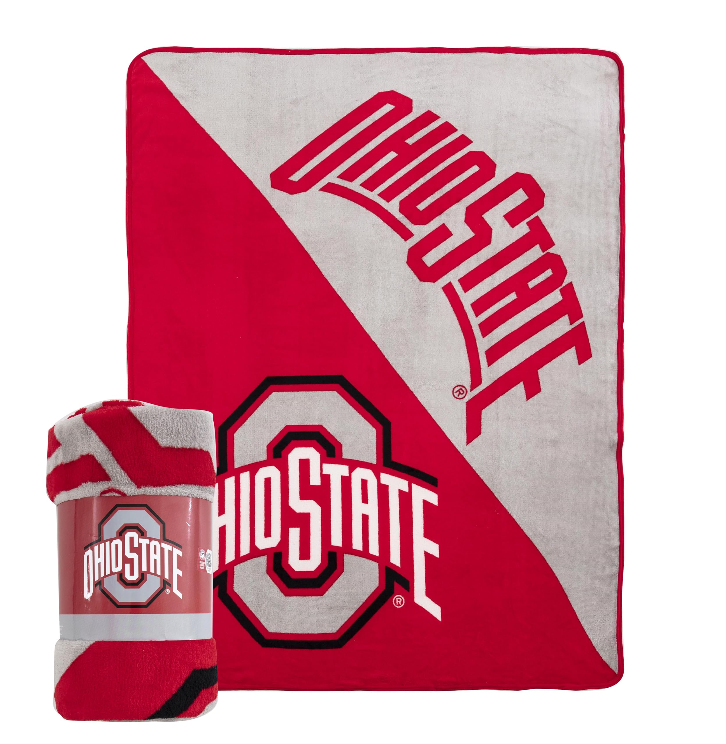Northwest NCAA Ohio State Buckeyes Unisex-Adult Micro Raschel Throw Blanket, 46" x 60", Halftone