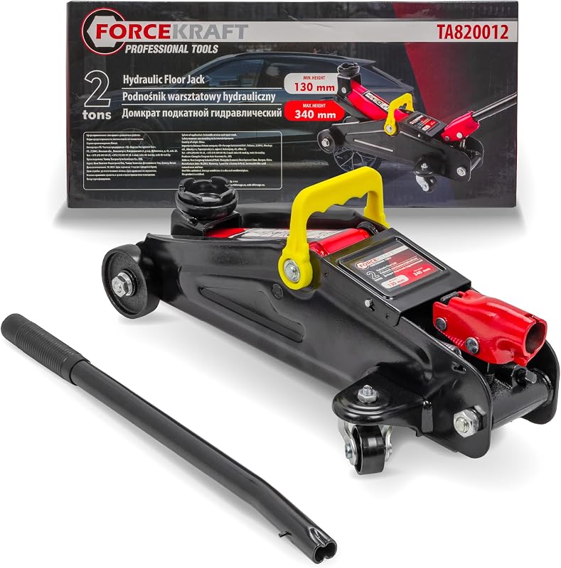 FORCEKRAFT Hidraulikus Emelő 2T - Autóemelő 130-340 mm Emelési Magassággal, Otthoni és Professzionális Használatra