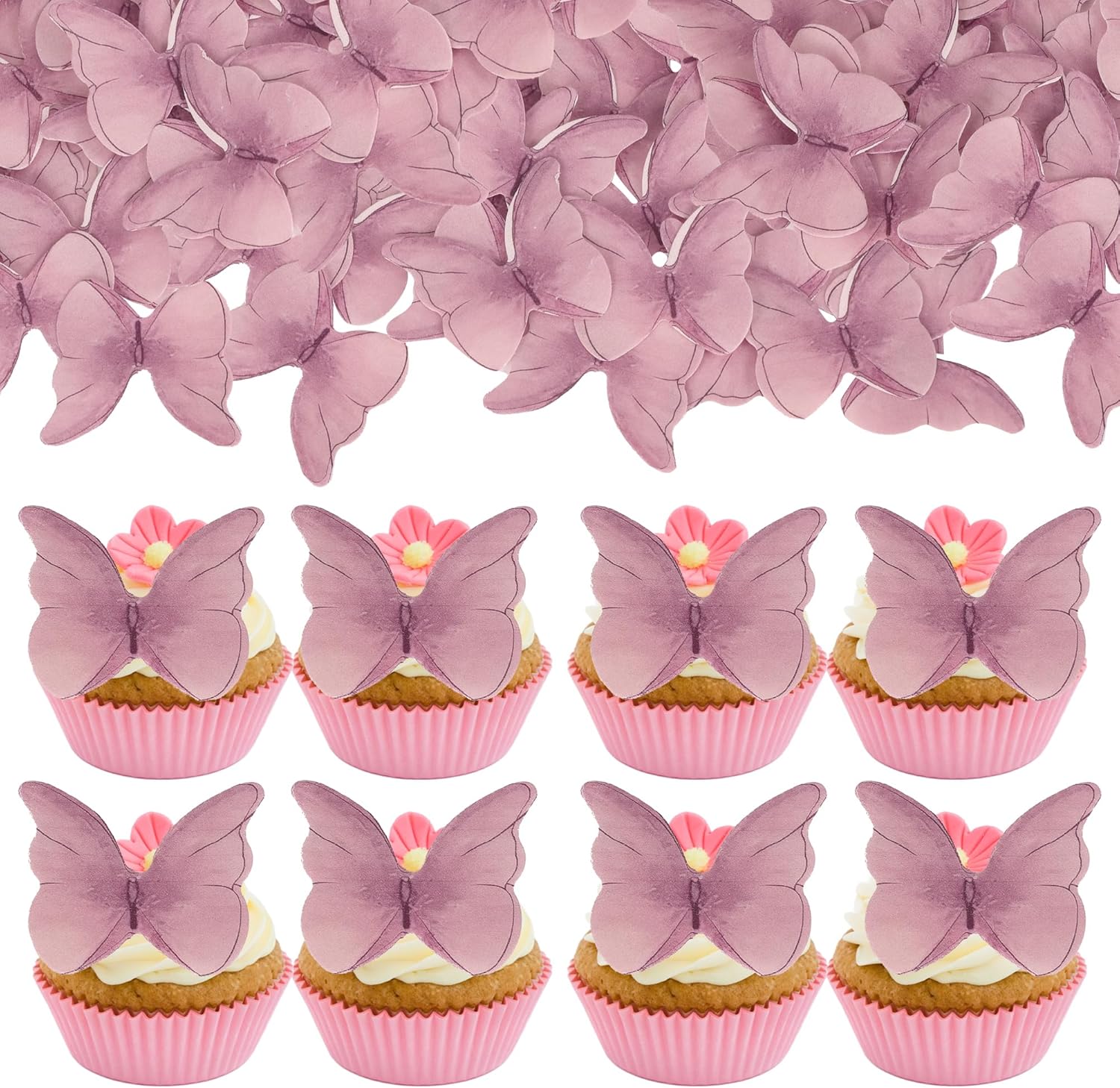 Gyufise 48Pcs Edible Butterfly Cake Decorations Butterfly Cupcake Topper Edible