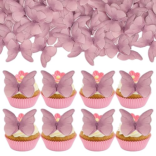 Miniatura 8 de Gyufise 48 piezas comestibles de mariposa para tartas, decoración de cupcakes de mariposa, papel de oblea comestible, mariposas, decoración de