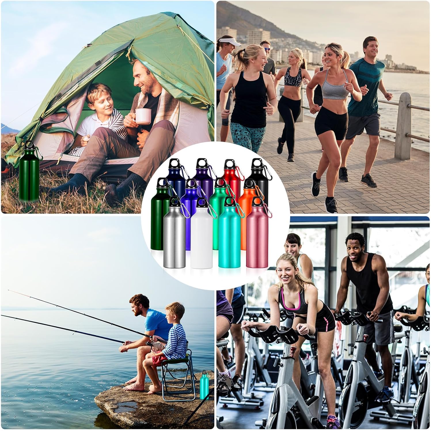 12 Pack 17oz Reusable Aluminum Water Bottles Bulk Outdoor Sport Bike Water Bottle with Leakproof Twist Lids Metal Buckle for Camping Gym Hiking Fishing(Assorted Color) - Image 7
