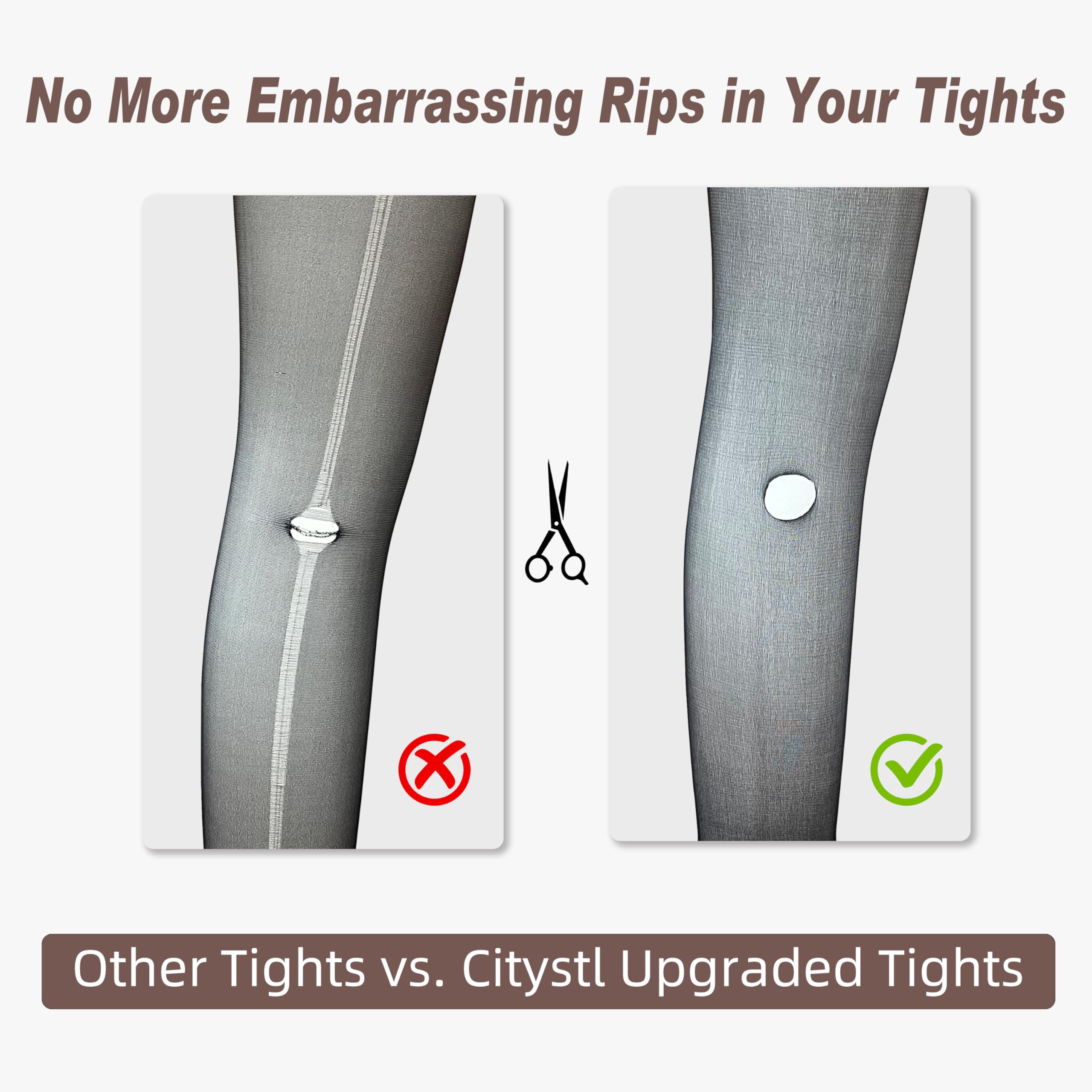 Citystl 3 Pairs Black Sheer Tights for Women - 20D Not Rip Control Top Pantyhose with Reinforced Toes - Resist Tears