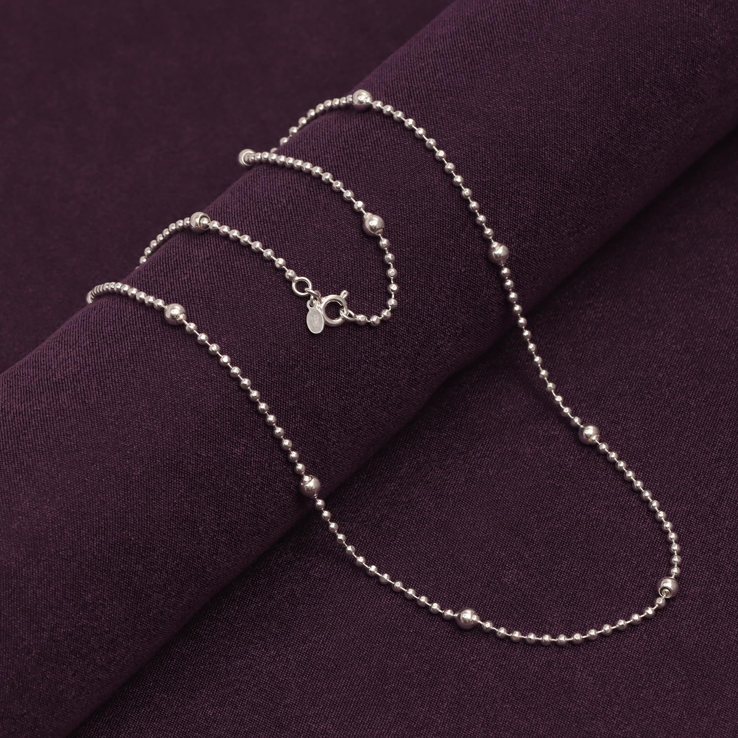 Italienische Kugelkette aus Sterlingsilber für Teenager und Frauen, 16, 18, 20, 24 Zoll