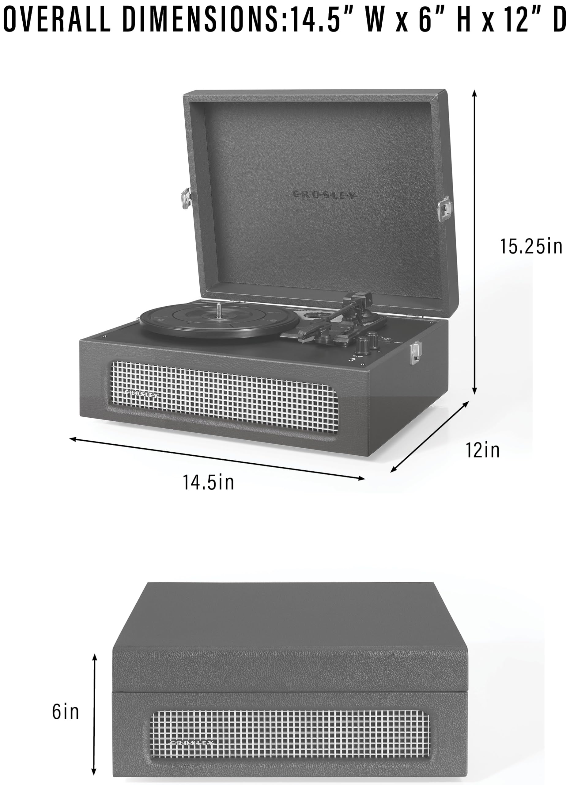 Crosley CR8017B-CO Voyager Tourne-Disque Portable Vintage en Vinyle avec Bluetooth in/Out et Haut-parleurs intégrés, Cacao