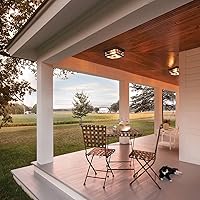 Vista 7 de Outdoor Flush Mount Motion Sensor Ceiling Light - Timeless Industrial Design with Seeded Clear Glass for Your Porch, Driveway, Covered Patio, negro