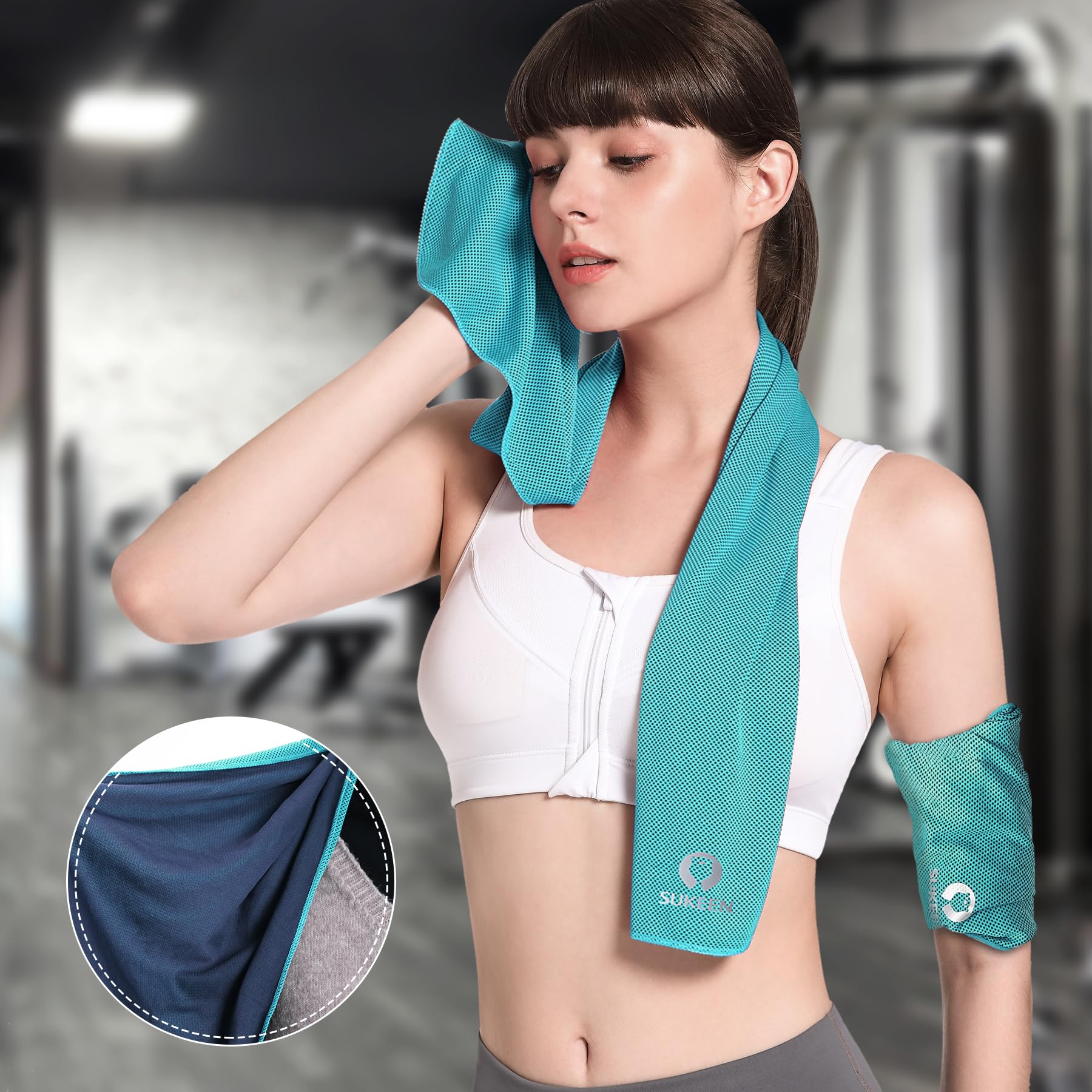 Sukeen Kühlendes Handtuch, Sport Cooling Towel für Hals und Körper, Schweißhandtuch schnelltrocknendes Mikrofaser-Halskühlhandtuch für Fitness, Golf, Tennis, Yoga, Sport(100x30cm)