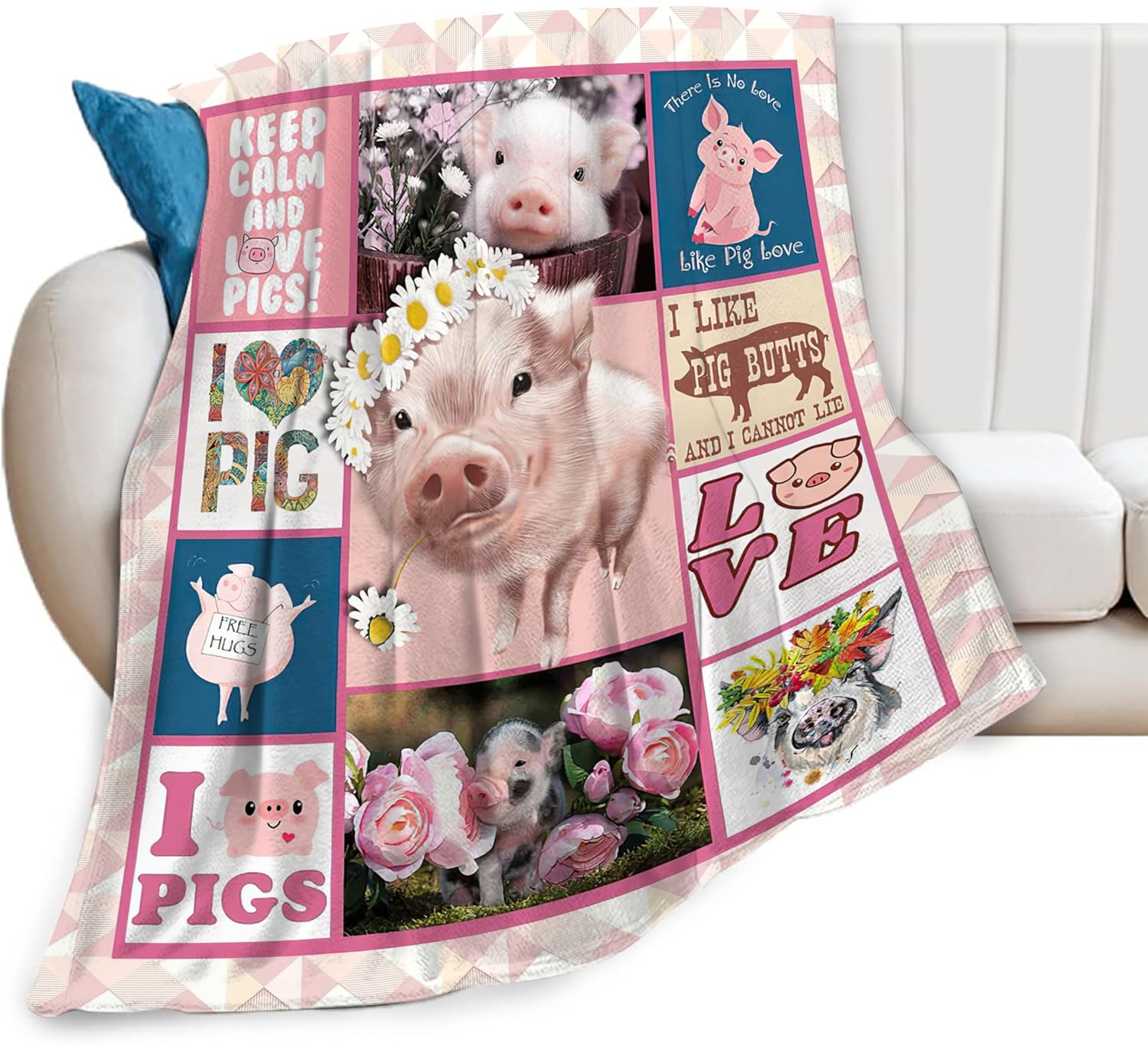 Pink Pig Blanket Pig Decor Throw Blanket Super Warm Soft