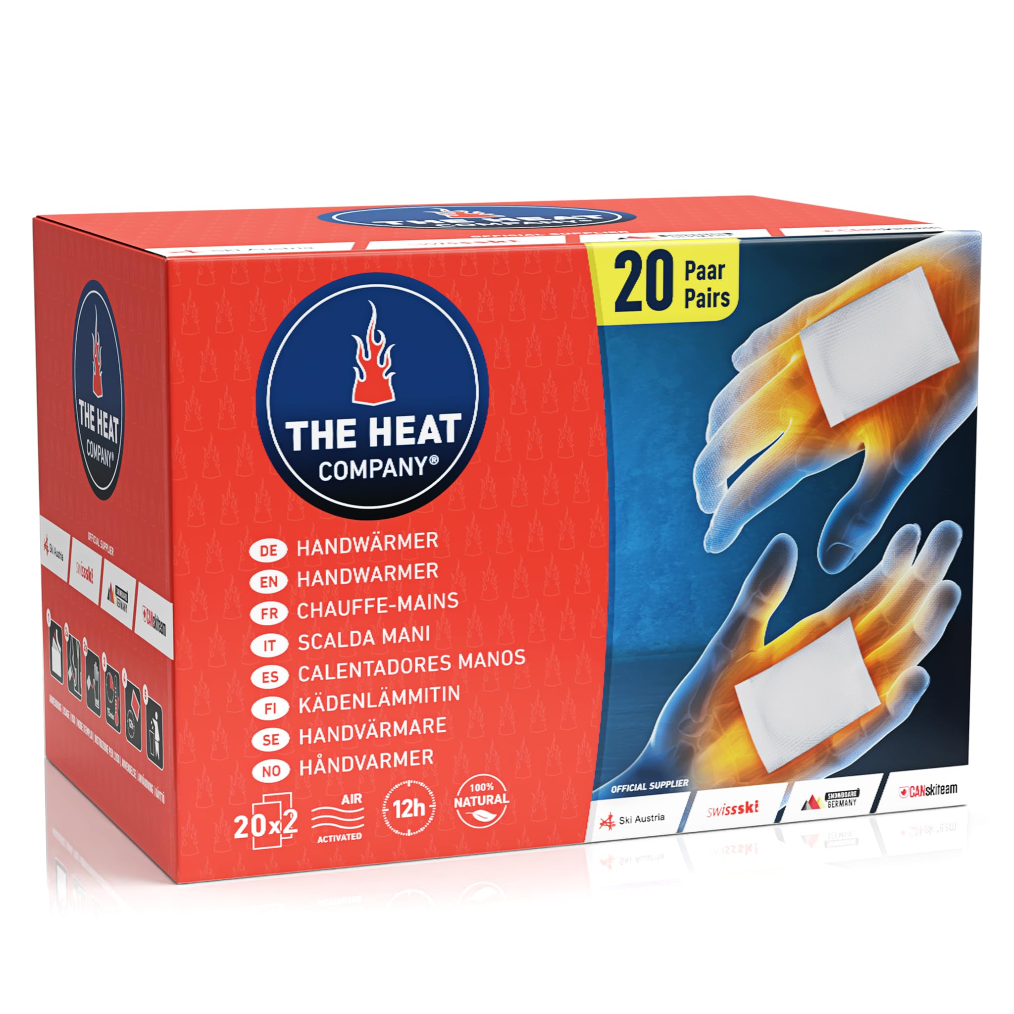 THE HEAT COMPANY Scaldamani - 10, 20 o 40 Paia - EXTRA CALDO - Scaldini - 12 ore mani calde - pronti all'uso - autoriscaldante - puro naturale