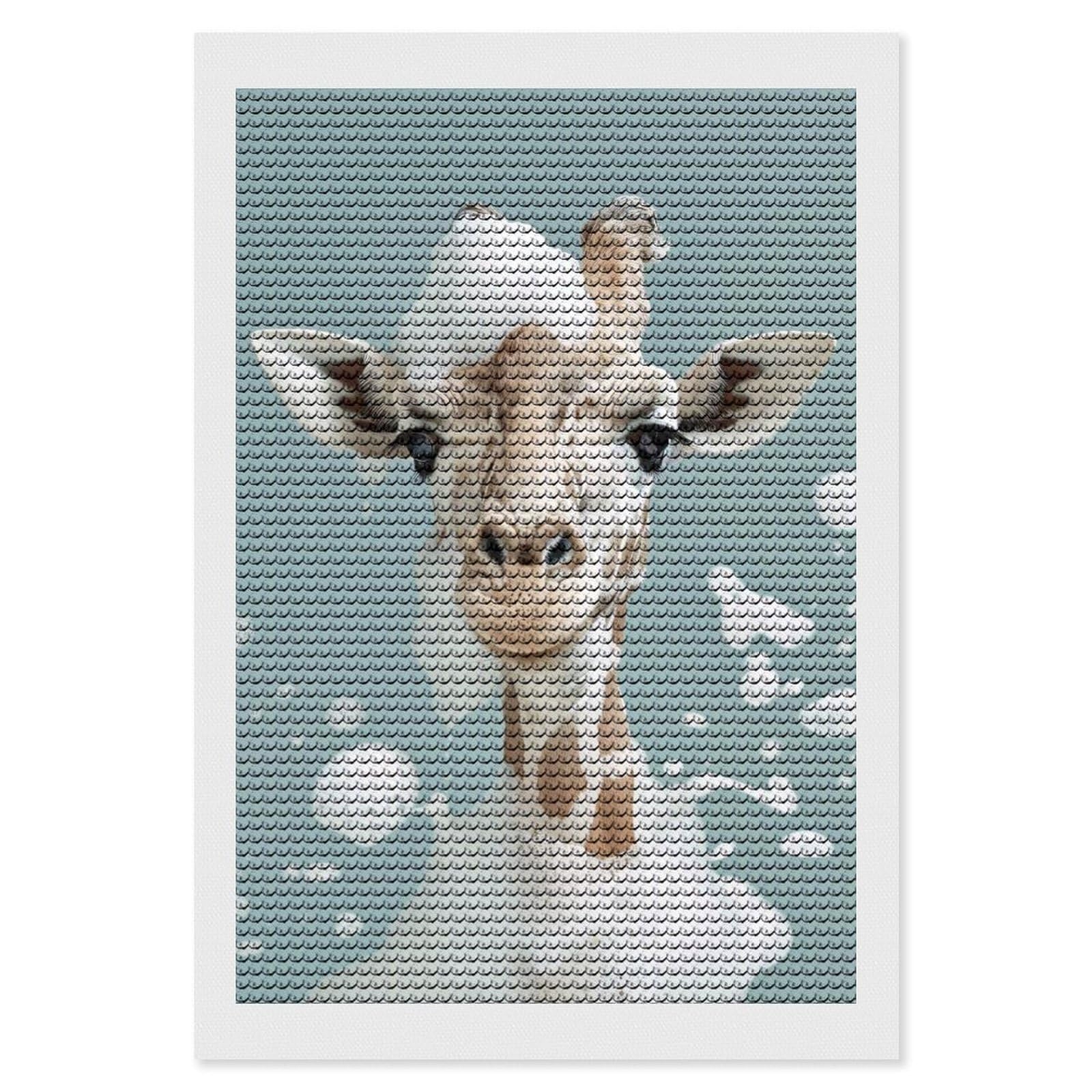 Junmoney Cute Giraffe Taking A Bubble Bath Diamond Painting Set 8"x12", Stress Relief Craft, Easy to Enjoy, Vintage Style Decor, Festive Craft Gift