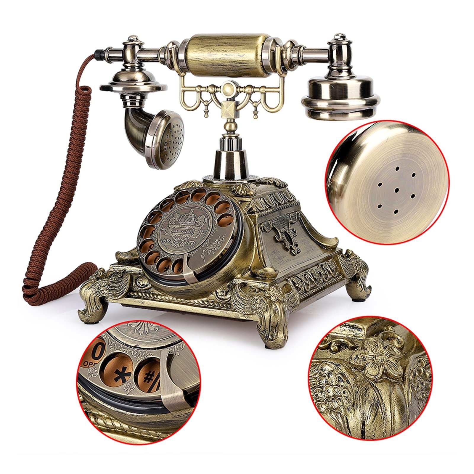 Téléphone Antique Art Téléphones Téléphone Fixe pour Bureau Maison Hôtel Mode Européenne Téléphone Vintage Plaque Pivotant Cadran Rotatif