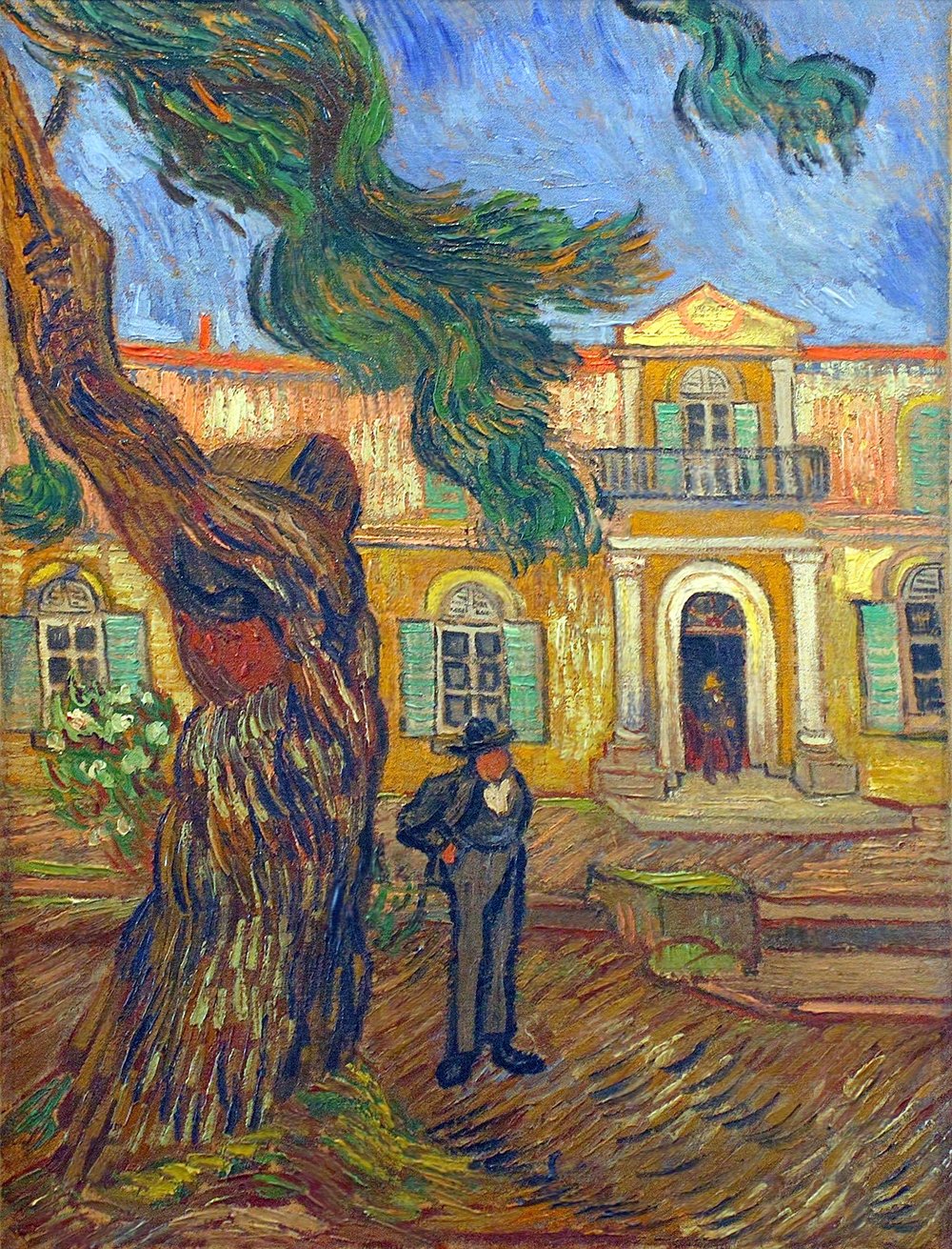 Figure in The Garden of Saint-Paul Hospital Van Gogh Grand Tableau de Salon Lumineux
